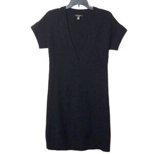 Henri bendel black v neck pullover wool cashmere blend cozy fall dress small